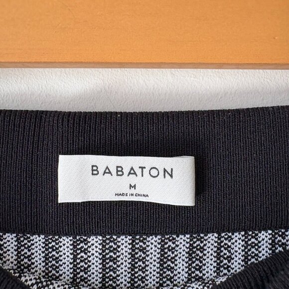 Aritzia Babaton Sculpt Knit Bodycon Tube Midi Skirt Black White Medium - Picture 7 of 8